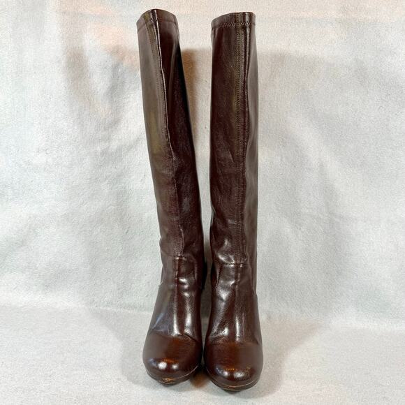 Franco Sarto Artist's Collection Knee High Heeled Boots Womens 8.5M Brown - Picture 3 of 13